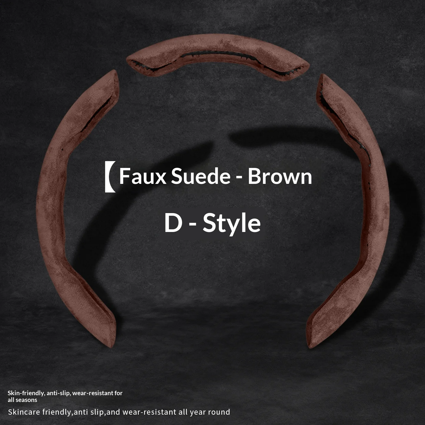 Segmented suede car steering wheel cover, carbon fiber inner wear-resistant grip protection cover, comes with a parking sign