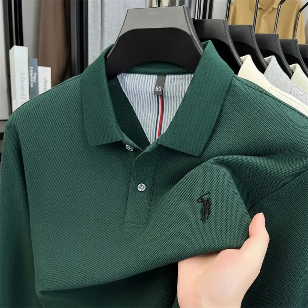 100 % reine Baumwolle, hochwertige Marke, Herren-Polohemd mit langen Ärmeln, Herbst-/Winterkollektion, modisches, luxuriöses Golfoberteil mit Stickerei, lässiges T-Shirt. – Detail 16