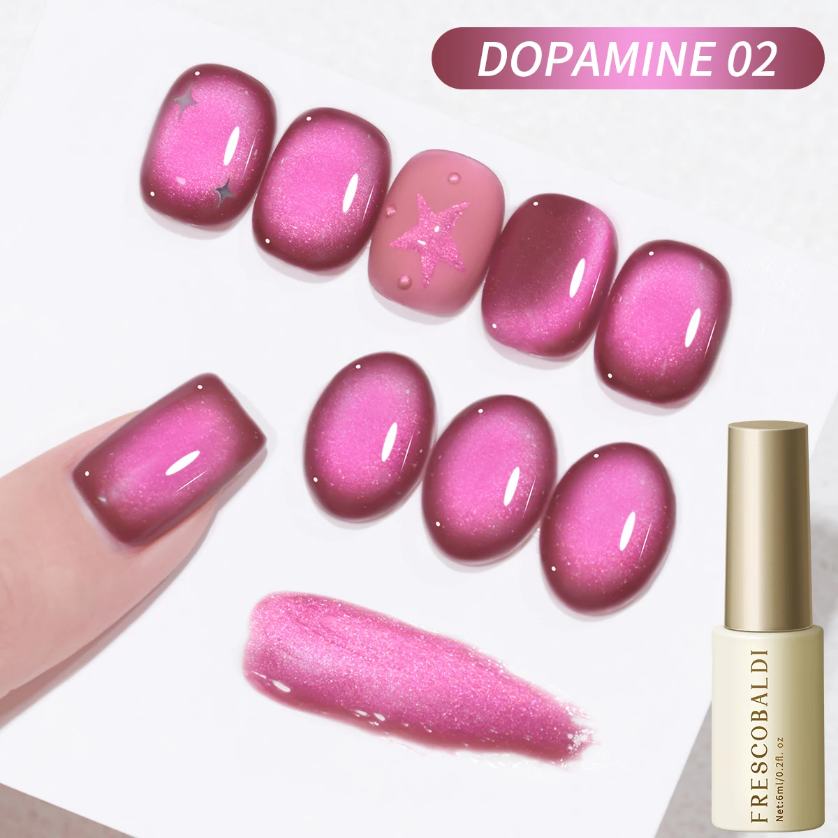 

1pcCylindrical Bottle Dopamine Cat Eye 02 --- New Trendy Ultra Bright Pink Dopamine Cat Eye Series Nail Gel