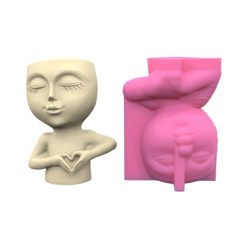 

Love Girl Gypsum Flower Pot Silicone Resin Mold Epoxy Resin Casting Mold Succulent Vase Cement Mold Holder Mold K3KF