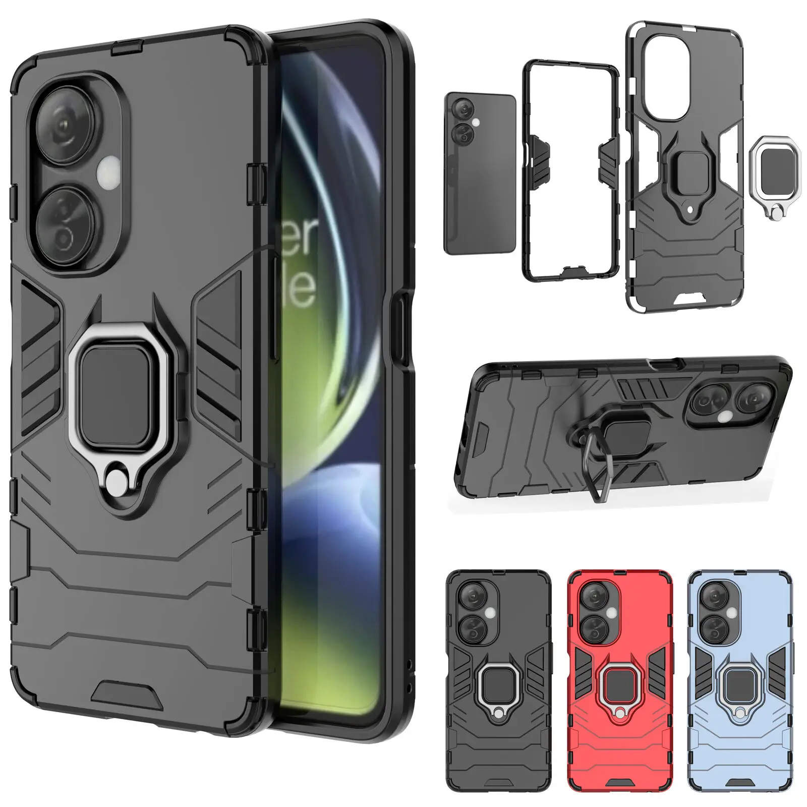 Shockproof Armor Protective Magnetic Ring Case Hybrid Stand Cover For Oneplus Nord N30/Oneplus Nord CE 3 Lite 5G