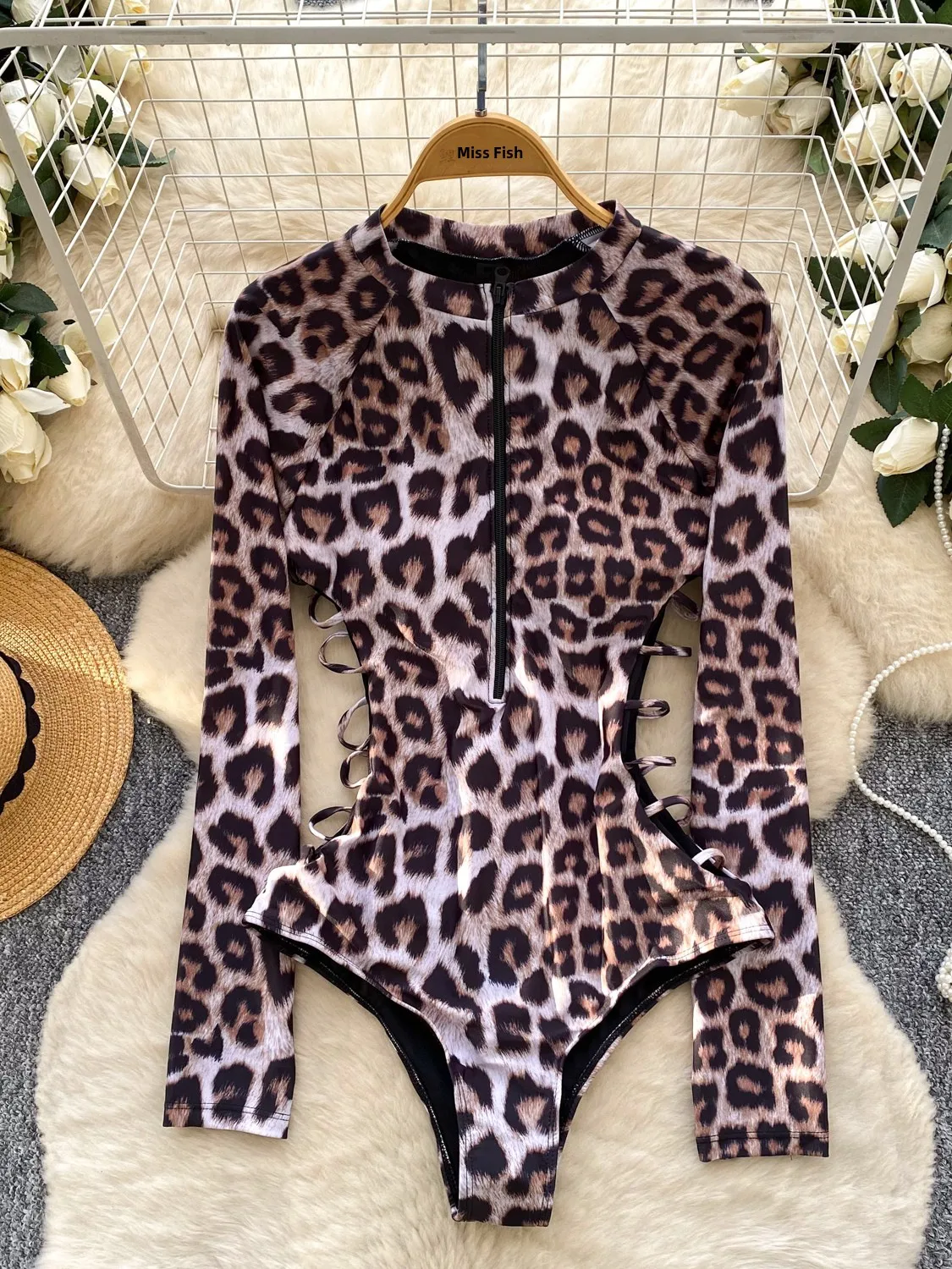 

Женский костюм с высокой талией, леопардовый принт, длинный све, ажурный дизайн, летний эксклюзивный костюм в Интернете