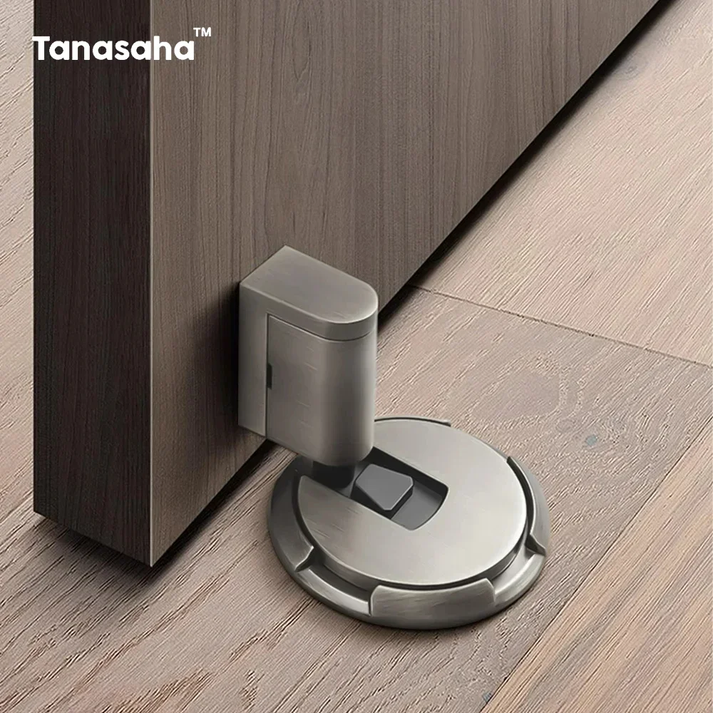 Non-Punch Door Stopper Automatic Floor Floor DoorStop Furniture Fittings Gold Black Grey Stopper for Door Windproof Door Stops