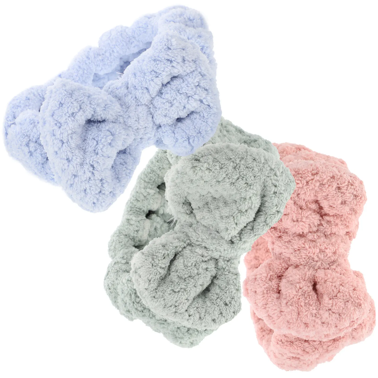 3Pcs Lightweight Soft Face Washing Headband Set for Women Makeup Skincare Spa Routine Bowknot Hairband Elastic Headband for Long