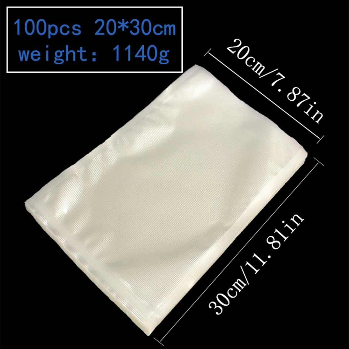 AB51 100 Pieces 20x30cm Vacuum Sealer Bags with Tear Recess Clear Plastic Flat Pouches Bulk Food Packaging Bags