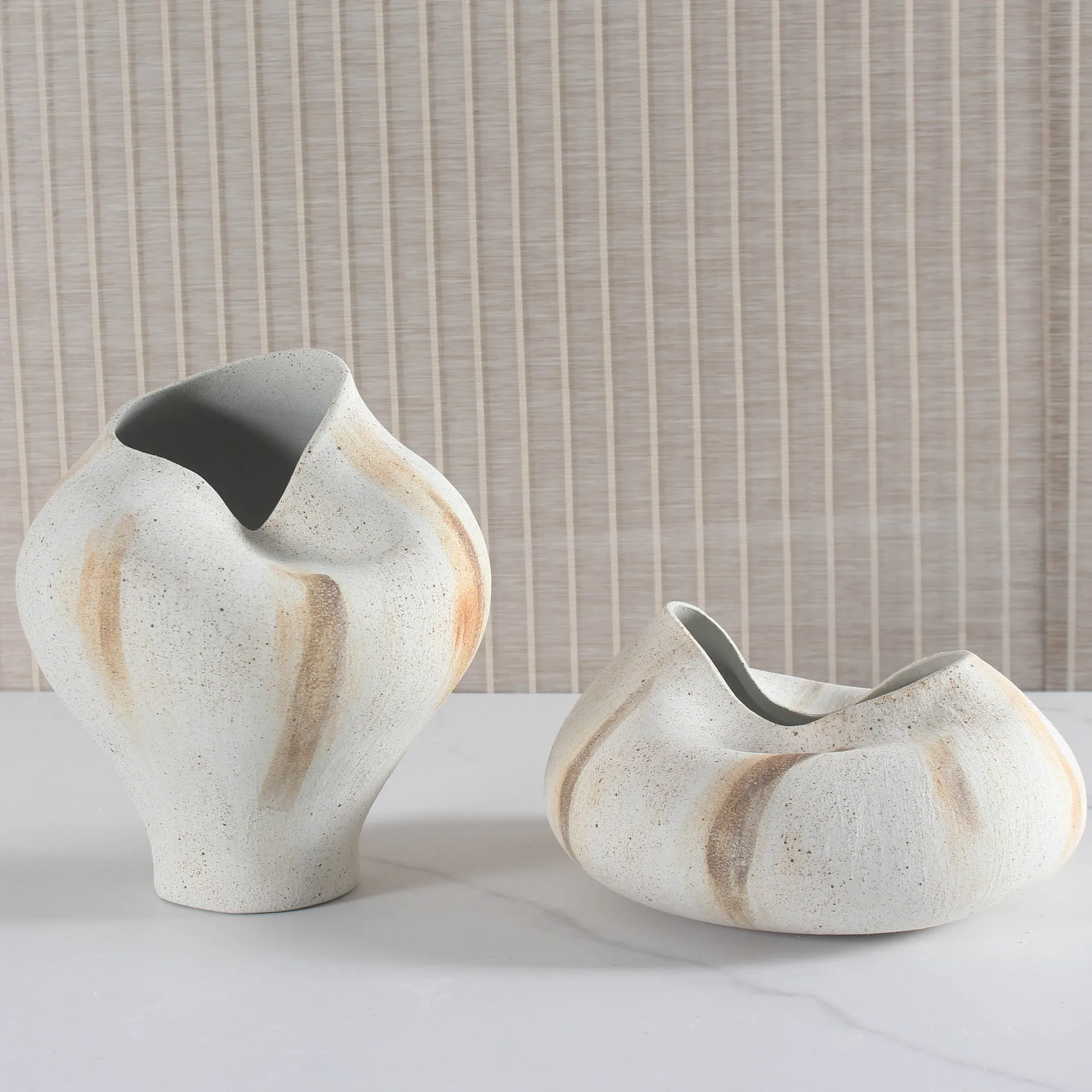 Rustic Style Matte Ceramic Vase Plant Pot Table Decoration Ornaments Flower Arrangement Floral Vase New House Room Wedding Decor