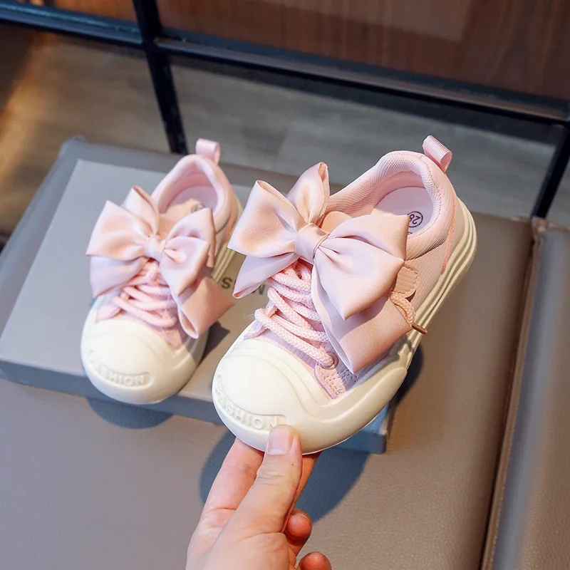 Scarpe casual per bambini Bowknot Ragazze semplici Scarpe di tela uniche versatili Scarpe per bambini Trasporto di goccia Punta tonda antiscivolo