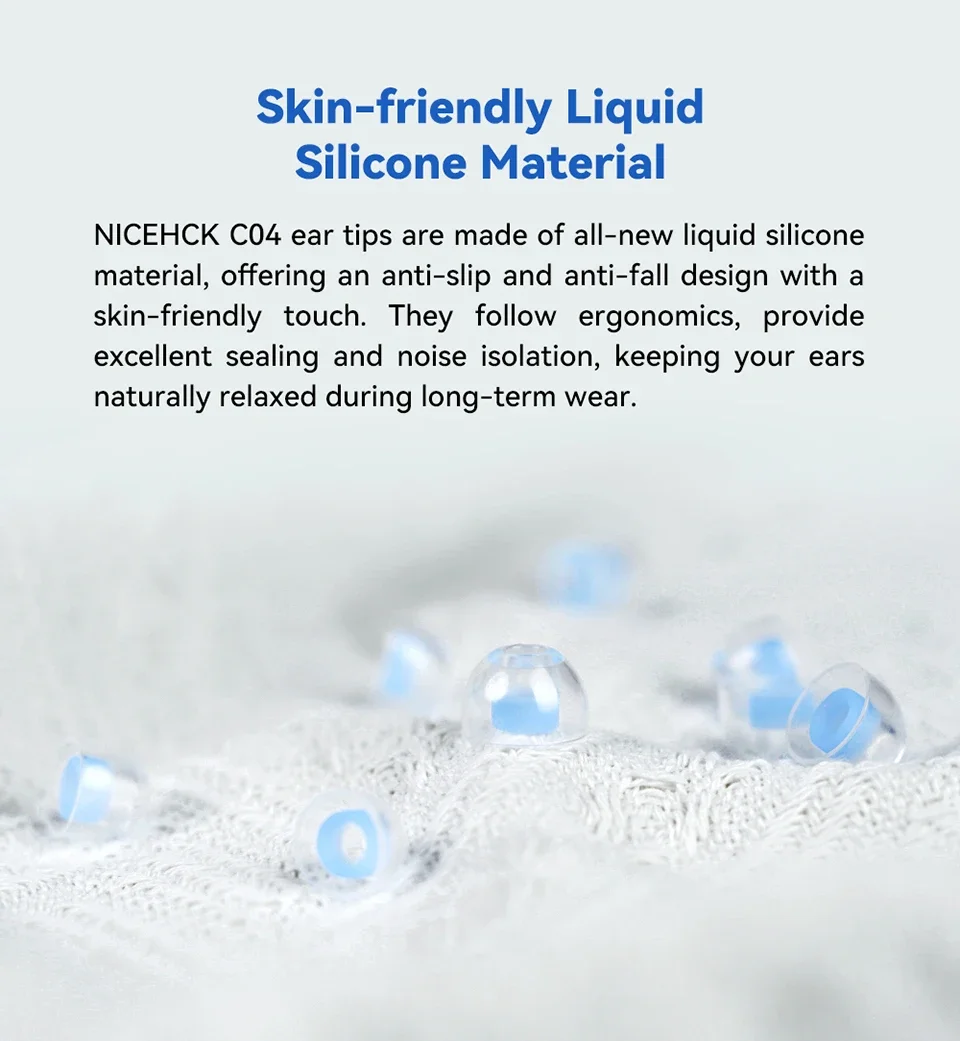 NICEHCK C04 Liquid Silicone Ear Tips Noise Isolating Soft Expand Soundstage Clear Layers Eartips