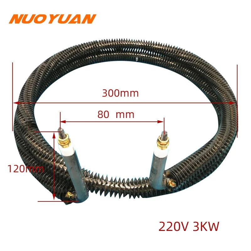 220 فولت 3KW سخان الزعانف الكهربائية نوع دائري الهواء الساخن أنبوبي سخان الفولاذ المقاوم للصدأ دوامة الزعانف عنصر التدفئة