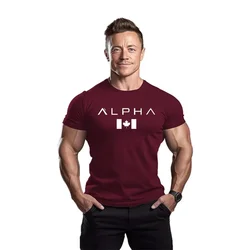 New Men's T-shirt Gym Summer Compression Man Letter Printing Short Sleeve Sports Fitness Casual Top Oversized Male Clothing