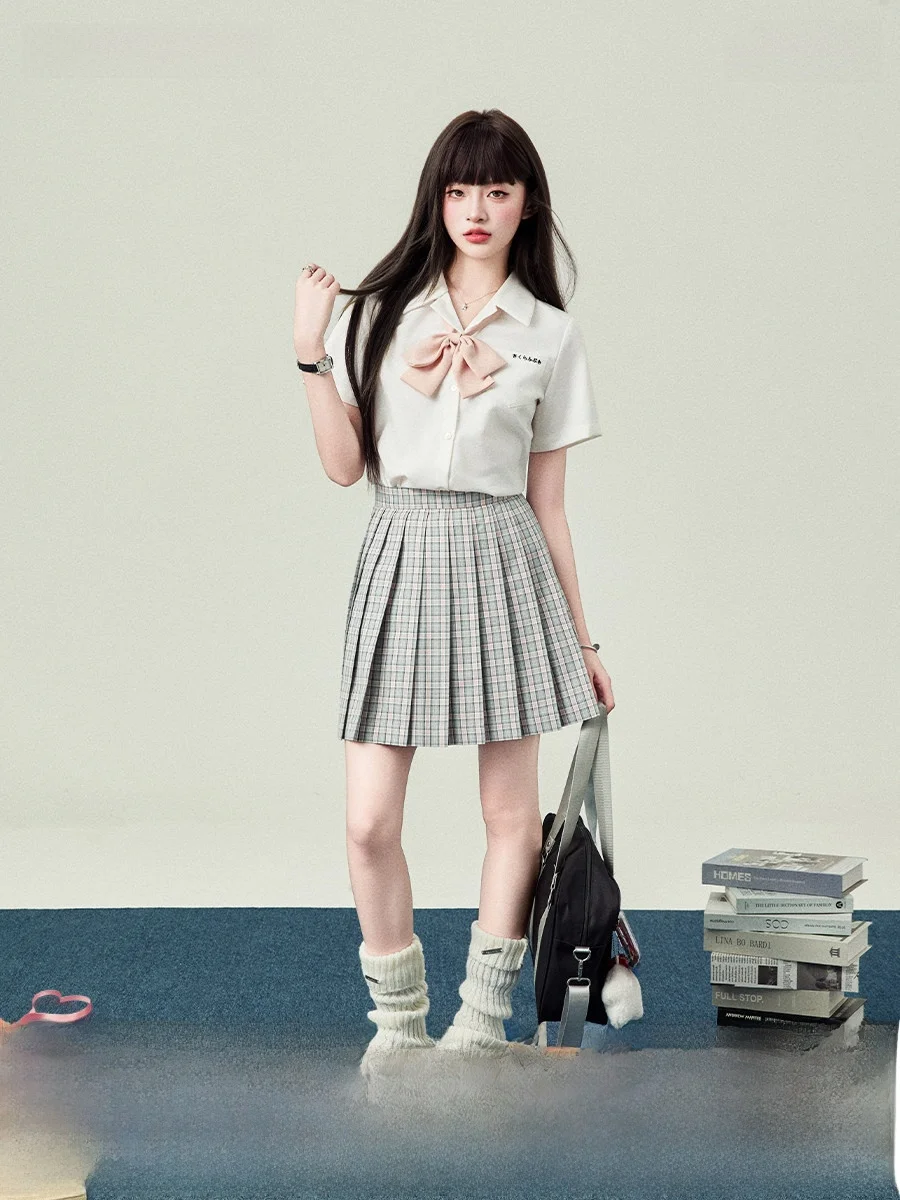 

Original JK orm Plaid Skirt Flell Mrs College Sle Japanese School orm Pink ids Campus Pleated Skirt