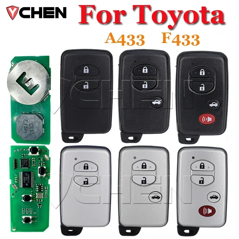 

For Toyota Land Cruiser Prado Camry Crown Aurion LC200 Smart Car Key A433 F433 433MHZ ID74 2/3/4 Buttons Auto Smart Remote Key