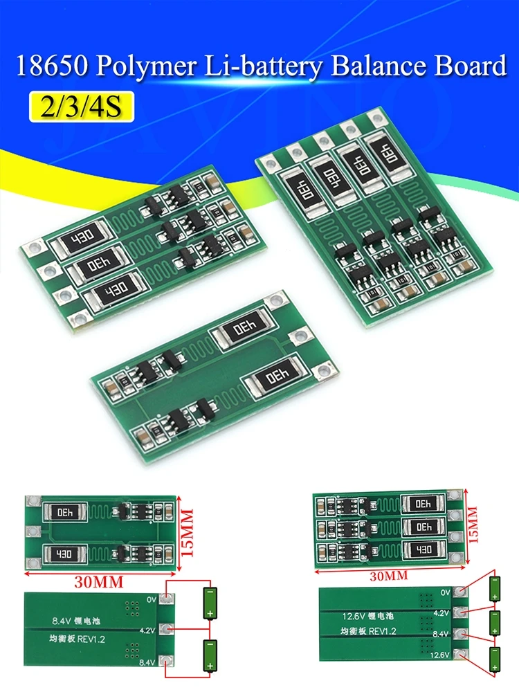 2S 3S 4S Balance Board 8.4V 12.6V 16.8V 18650 Polymer Li-ion Lithium Battery Balancer BMS 100mA Balanced Current — zdjęcie 2