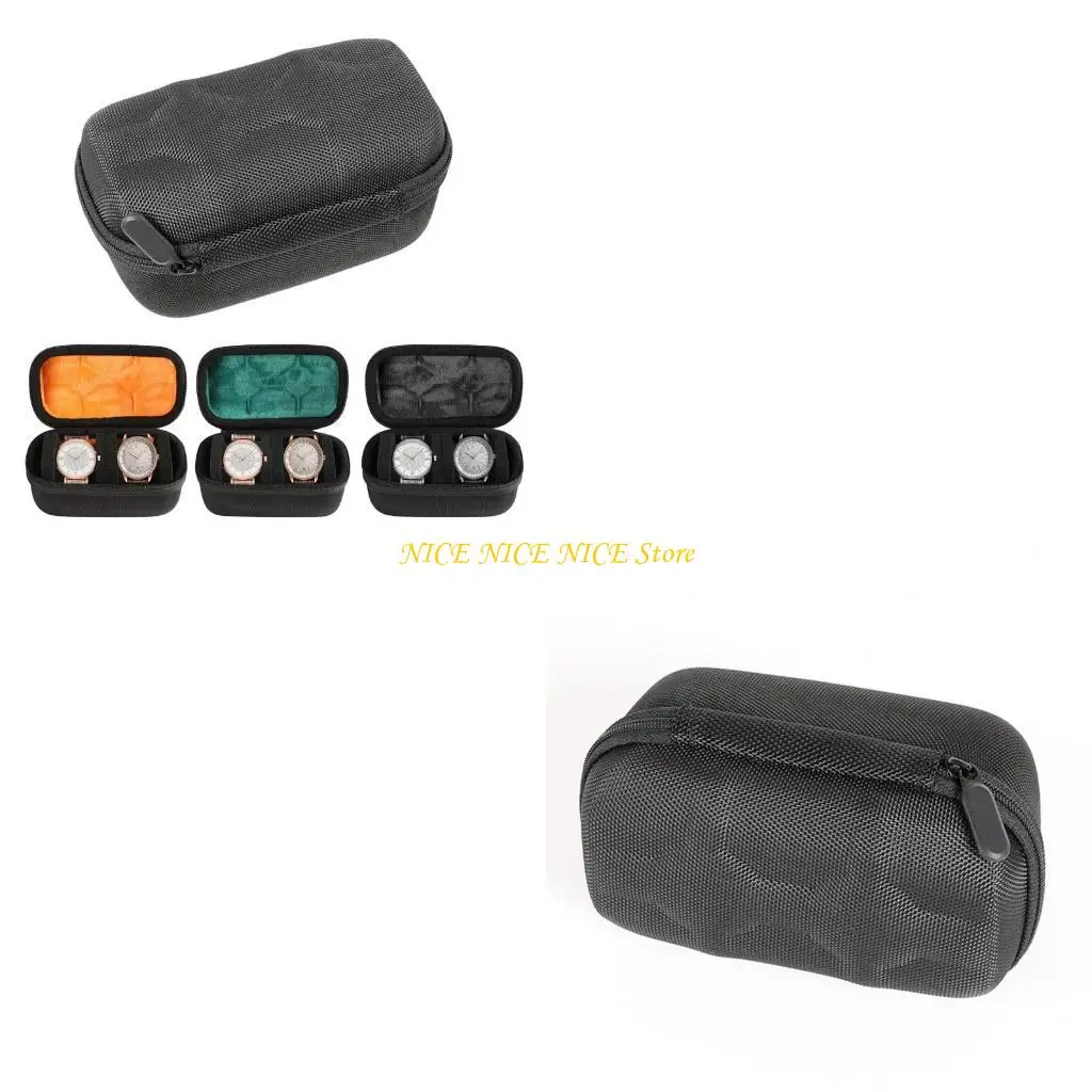 

E0BB Drop-resistant 2 Slot Watch Carrying Case Storage Box for Wristwatch Soft Interior Watch Container Shockproof Dustproof