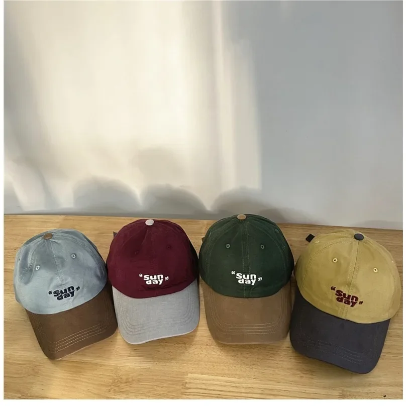 Original Design Retro Melad Color Blocked Baseball Cap Men Women Sunshade Hat Casual Soft Top Peaked Cap Adjustable