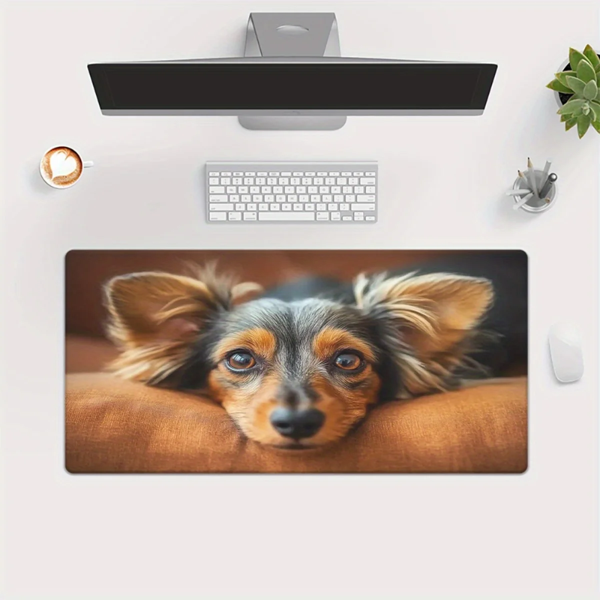 1pc Cute Puppy Lunch Break Design Mouse Pad - Non-Slip Rubber Base Gaming & Office Desk Mat with High-Resolution Print, Durable