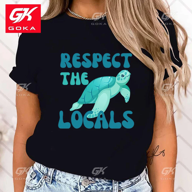 Premium Cotton T Shirt New Protect The Ocean Respect The Locals Letter Print Clothes Women Short Sleeve Fashion Unisex T Shirts