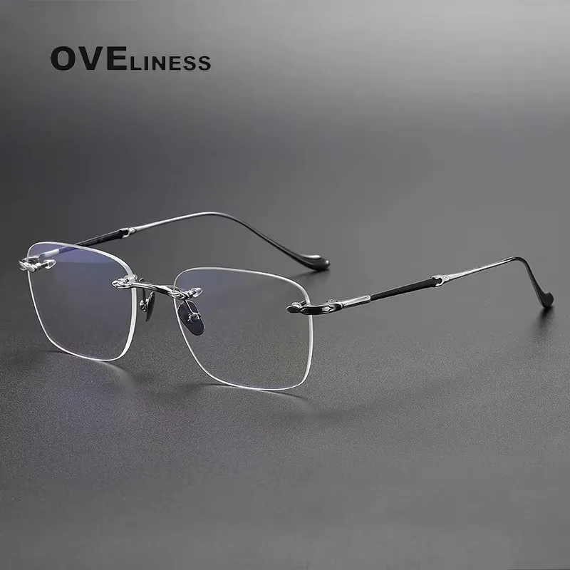 

Оправа для очков из чистого титана, без оправы, квадратная, для мужчин и женщин, корейские очки, оправы для очков.