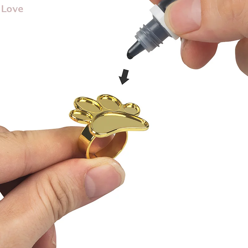 [L&P]ミニネイルアートカラーパレットミキシングリングかわいいフットプリントデザインアクリルペイントやネイルポリッシュの混合用