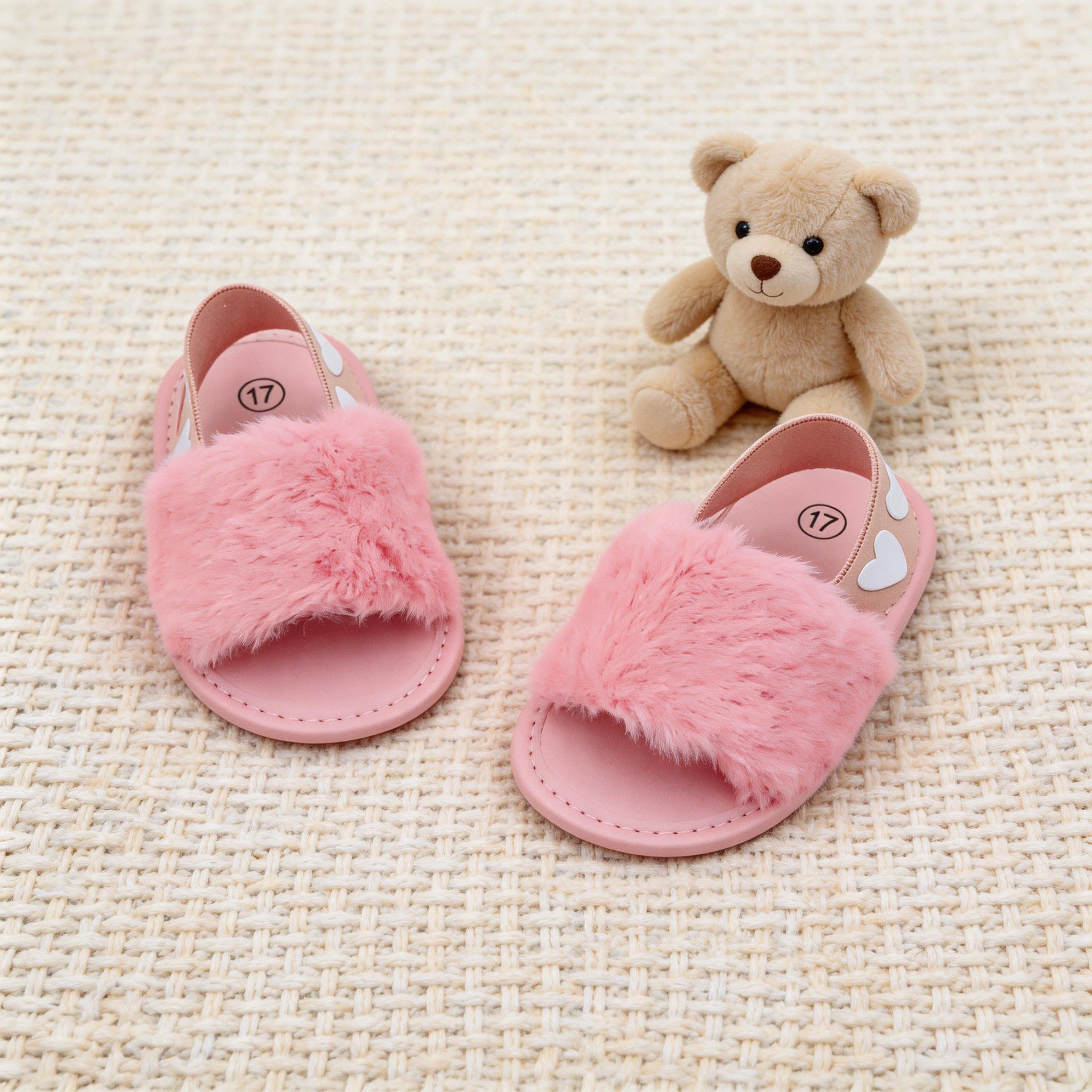 Baby Slippers, Walking Shoes, 0-6-12-18 Months Breathable, Non-Slip, Elastic Band, Girls' Sandals
