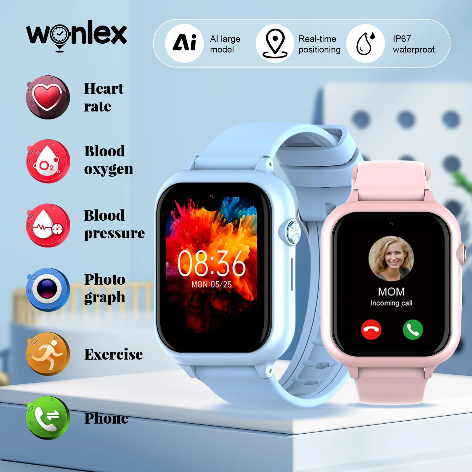

Модные умные часы Wonlex для женщин с Bluetooth-вызовами, водонепроницаемостью IP68, монитором здоровья, будильником и напоминаниями KT38X2