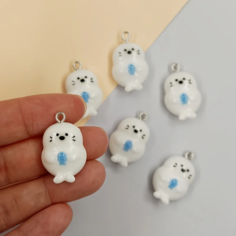 6Pcs Resin Fish & Seal Charms Cute Small Sea Animal Pendants DIY Craft Supplies for Zipper Pulls Ocean Theme Jewelry Accessories