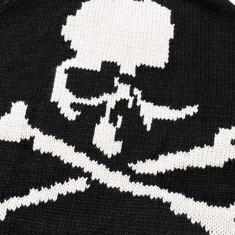 Knitted Sweaters for Men Halloween Pullovers Man Clothes Black Couple Outfit Skeleton Maletry Y2k Streetwear New in Old Sheap X