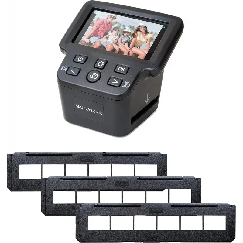 All-In-One 24MP Film Scanner with Large 5 Display &, Long Tray 35mm Negative Film Holders, Converts 35mm/126/110/Super 8 F