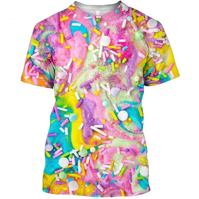 

Summer 3D Printing Ice Cream Graphic T Shirts Breathable Comfortable Trend T-Shirts Unisex Leisure Fashion O-neck Short Sleeve