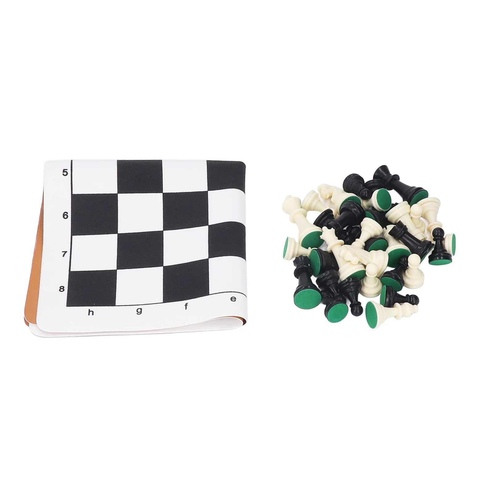 International Chess Set Black White Plastic Chess Pieces PU Leather Chessboard for Table Games