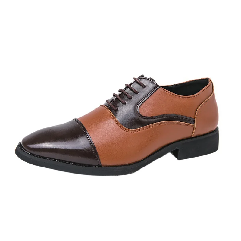 Lacquer leather shoes, business leather shoes, men's lacquered casual business color blocked leather shoes