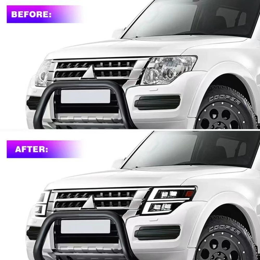 

LED Head Lamp for Mitsubishi Pajero 09-21 V97 V87 V93 headlight assembly LED DRL Dynamic turn signal double lens Assembly