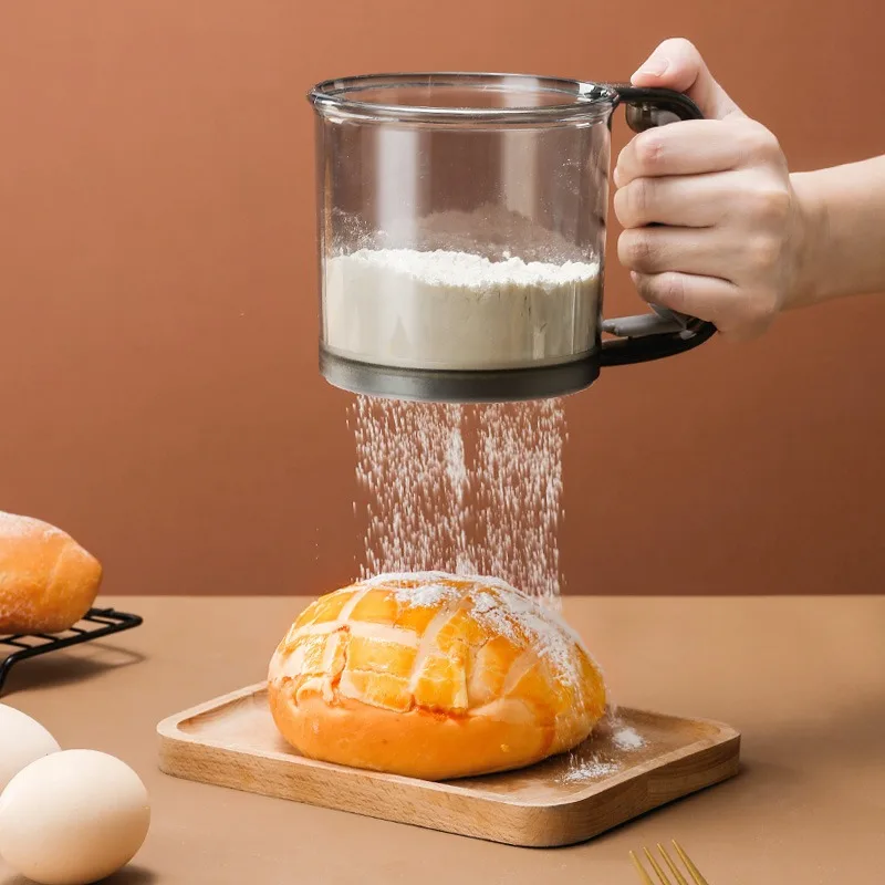 Ultrafine Sieve Flour Sieve Hand-held Semi-automatic Mesh Baking Round Powdered Sugar Cup Filter Screen Household