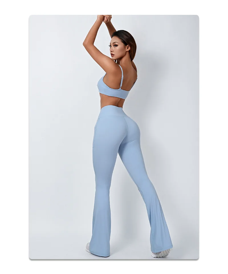 New YOGA Fashion Softness Phone Pocket Flare Leg Sports Pants High-elastic Dancing Leggings Workout Gym Legging Hip Lift Tights