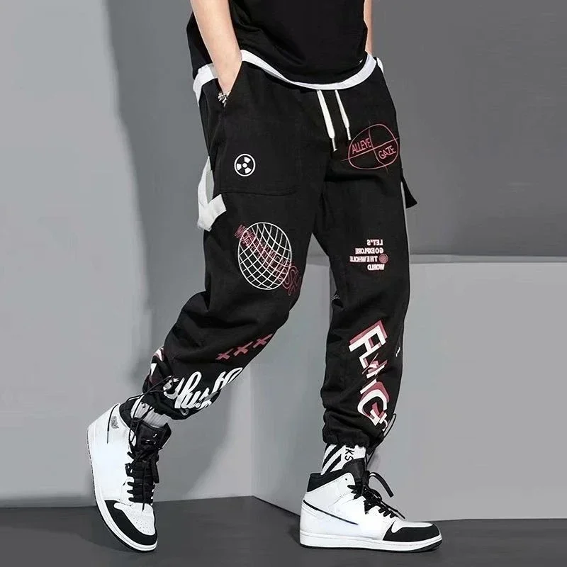 Cargo Pants for Men Hip Hop Summer Joggers Plus Size Trousers Man Graffiti Autumn Korean Style Y2k Oversize Casual High Quality