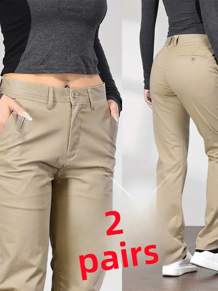 

Men's Casual Straight Leg Pants Elastic Sports Busin Sle Autumn Spring Faion Dad Clothes Straight Cut Trousers