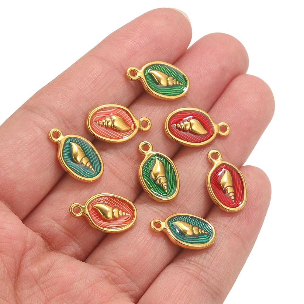 4 قطعة الفولاذ المقاوم للصدأ المينا الصيف محارة السحر لصنع المجوهرات سوار DIY بها بنفسك أقراط المعلقات والمجوهرات لوازم الحرف السائبة