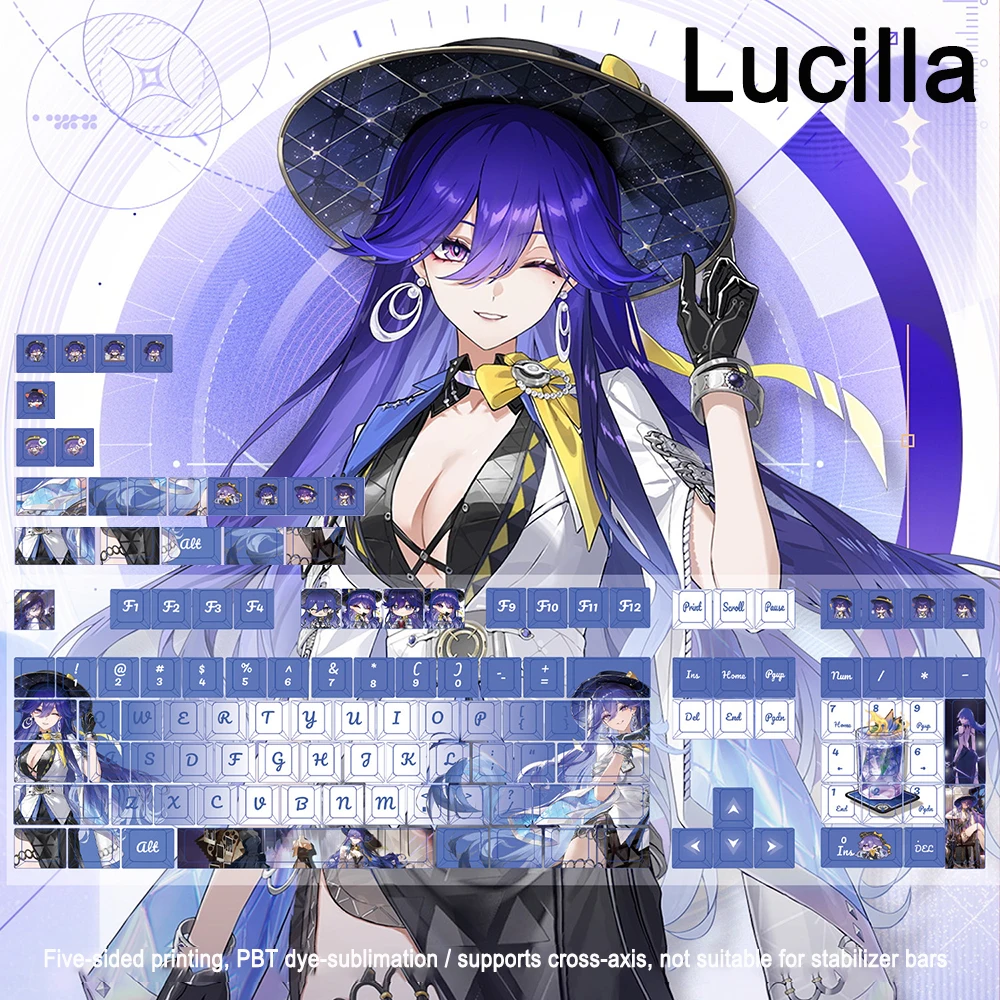 Cantarella Theme Keycaps 128 Keys Wuthering Waves Anime Keycaps PBT Cherry Profile Key Cap For Mechanical Keyboard Accessories