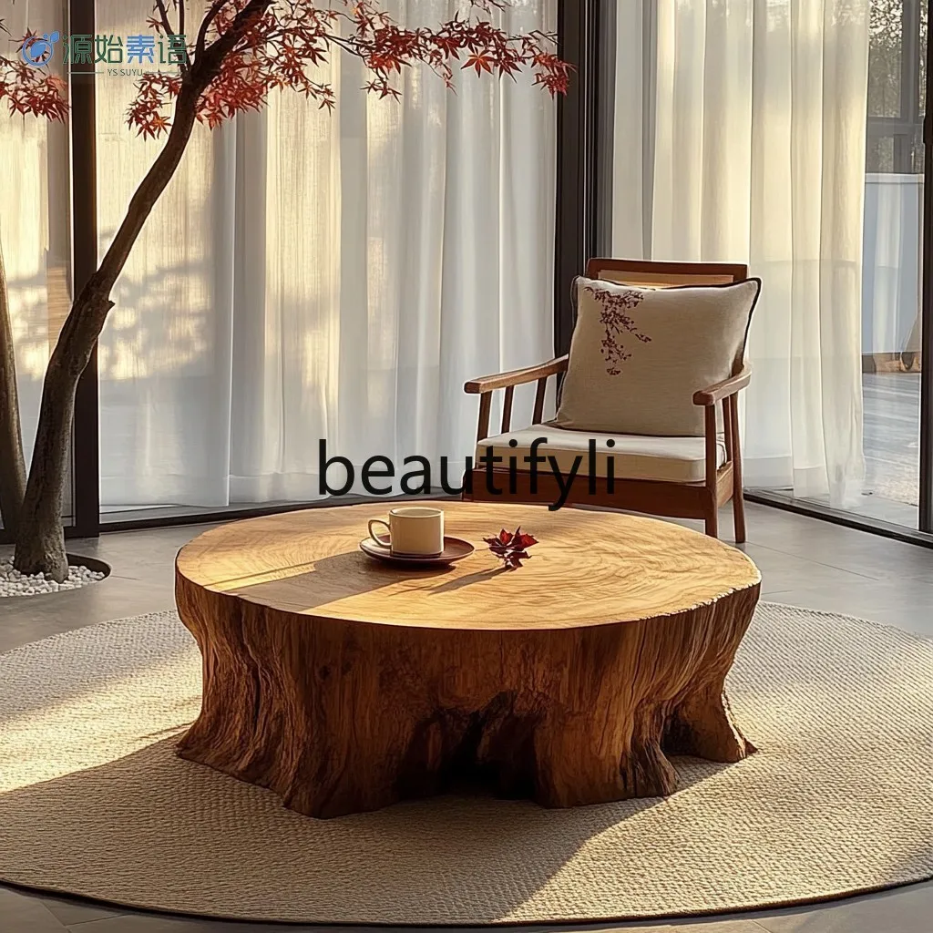 Solid Wood Sofa Coffee Table Japanese Tatami Bed & Breakfast Small Table Original Ecological Wabi-sabi Style Tea Table