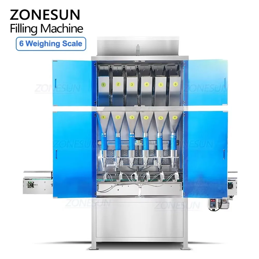 ZONESUN ZS-GW4 Automatic 4 Heads Granule Weighing Filling Machine for Nuts Beans Grain Particle Bottles