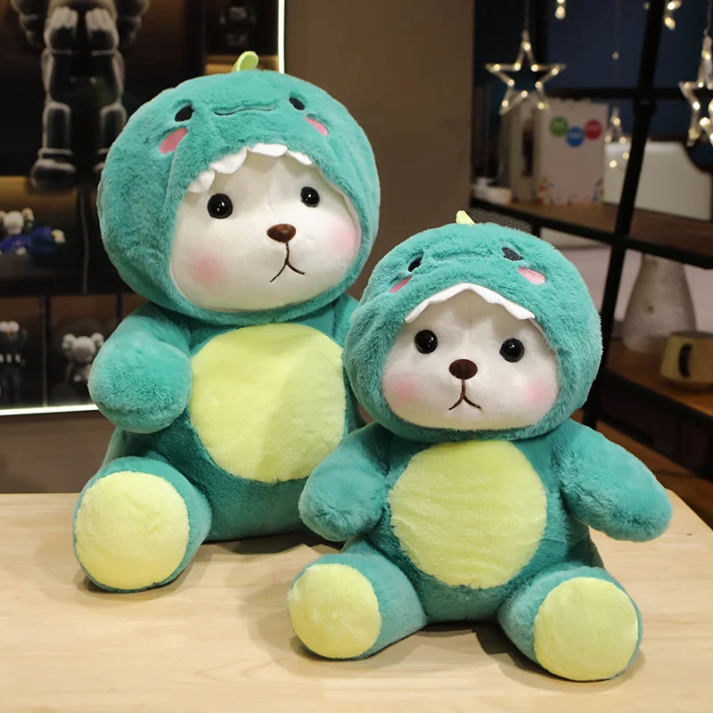 Oso de peluche Kawaii para niños, juguete de peluche de dinosaurio verde, muñeco de peluche de dibujos animados, almohada cómoda para bebés, regalos