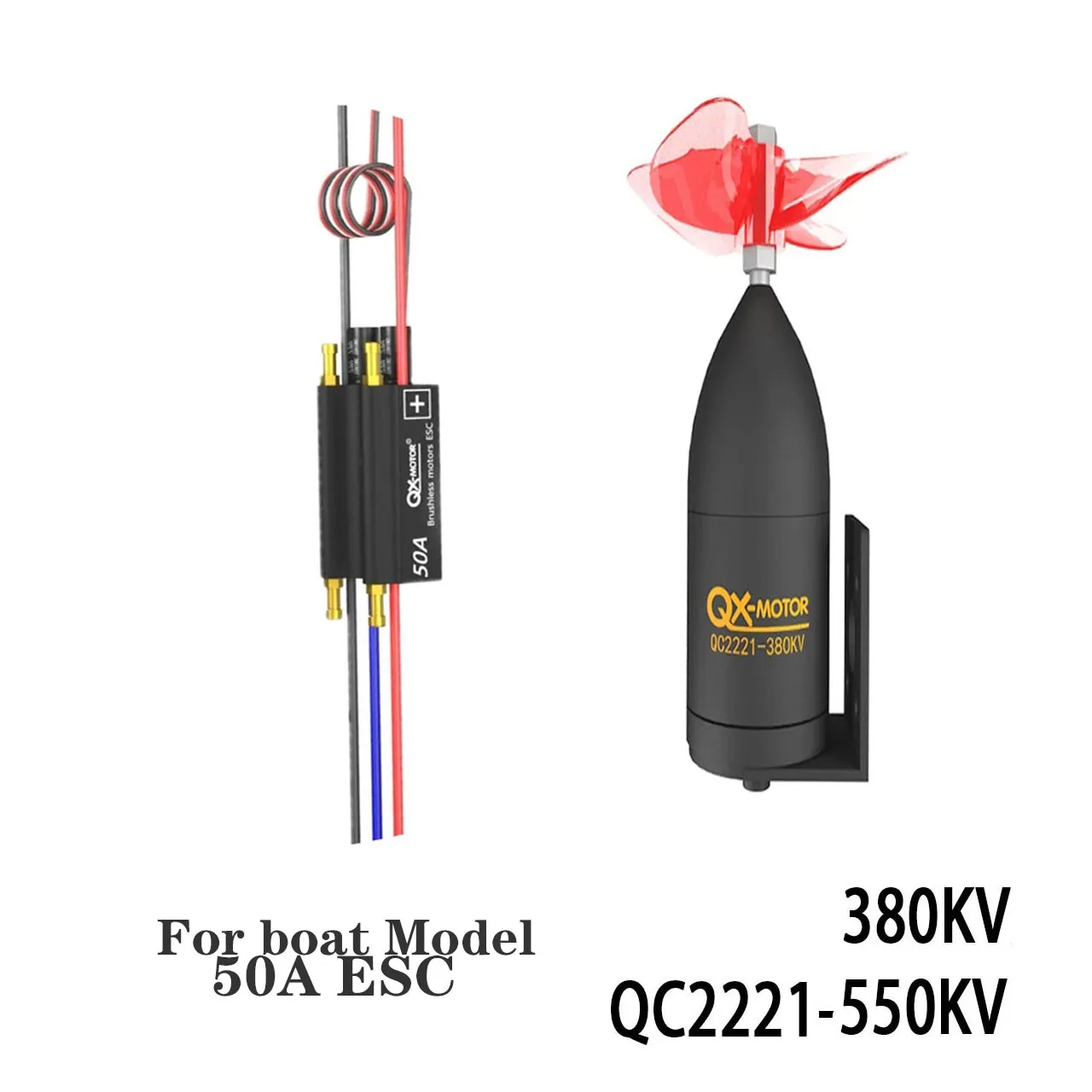 QX-Motor QC2221-380kv 550kv CW/CCW Brushless Motor with 50A 2-6s ESC For RC Fishing Bait Boat Model