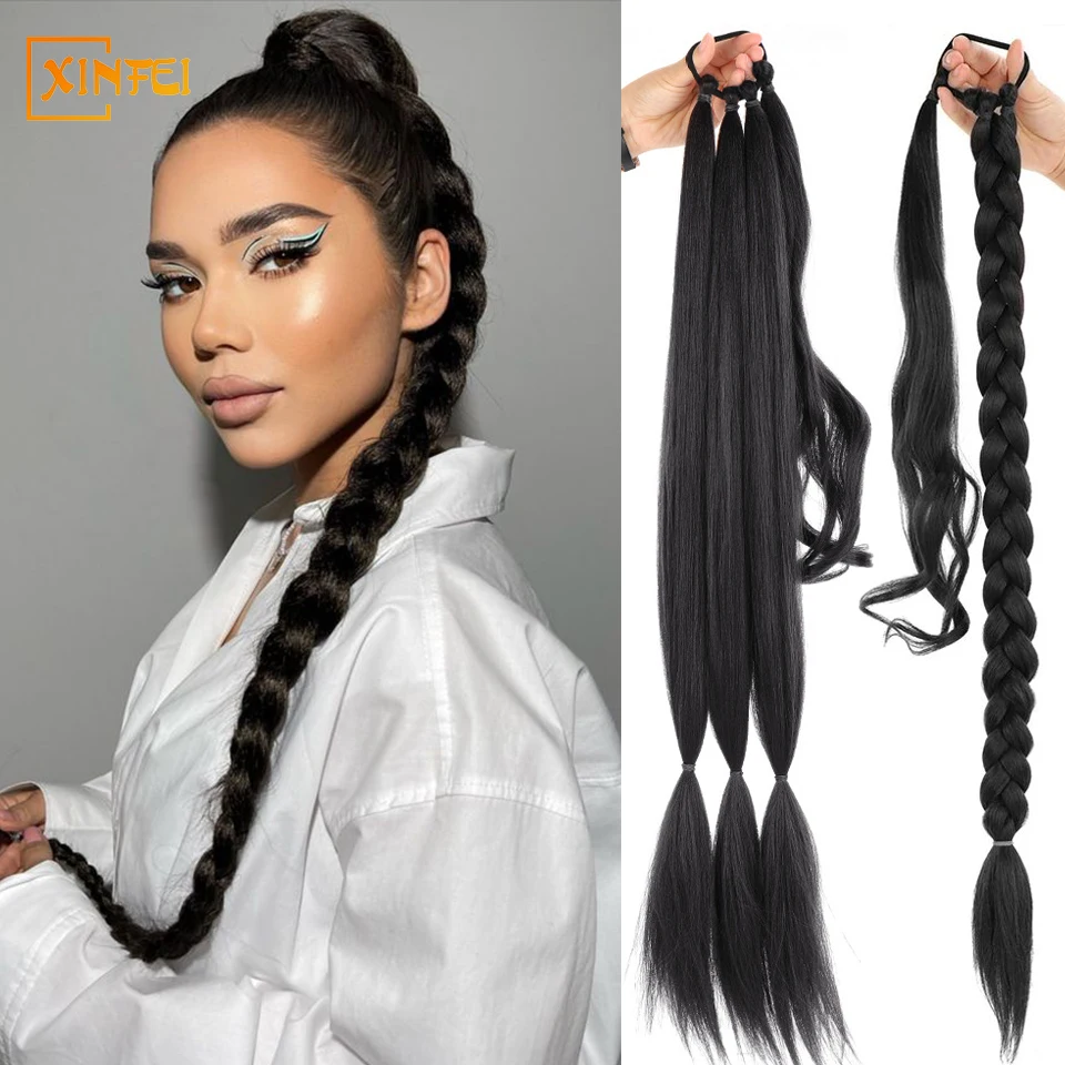 

30-inch Winding Type Synthetic Hair Extension Braid Ponytail Wig Matte High Temperature Silk Fluffy Daily Braided Hair