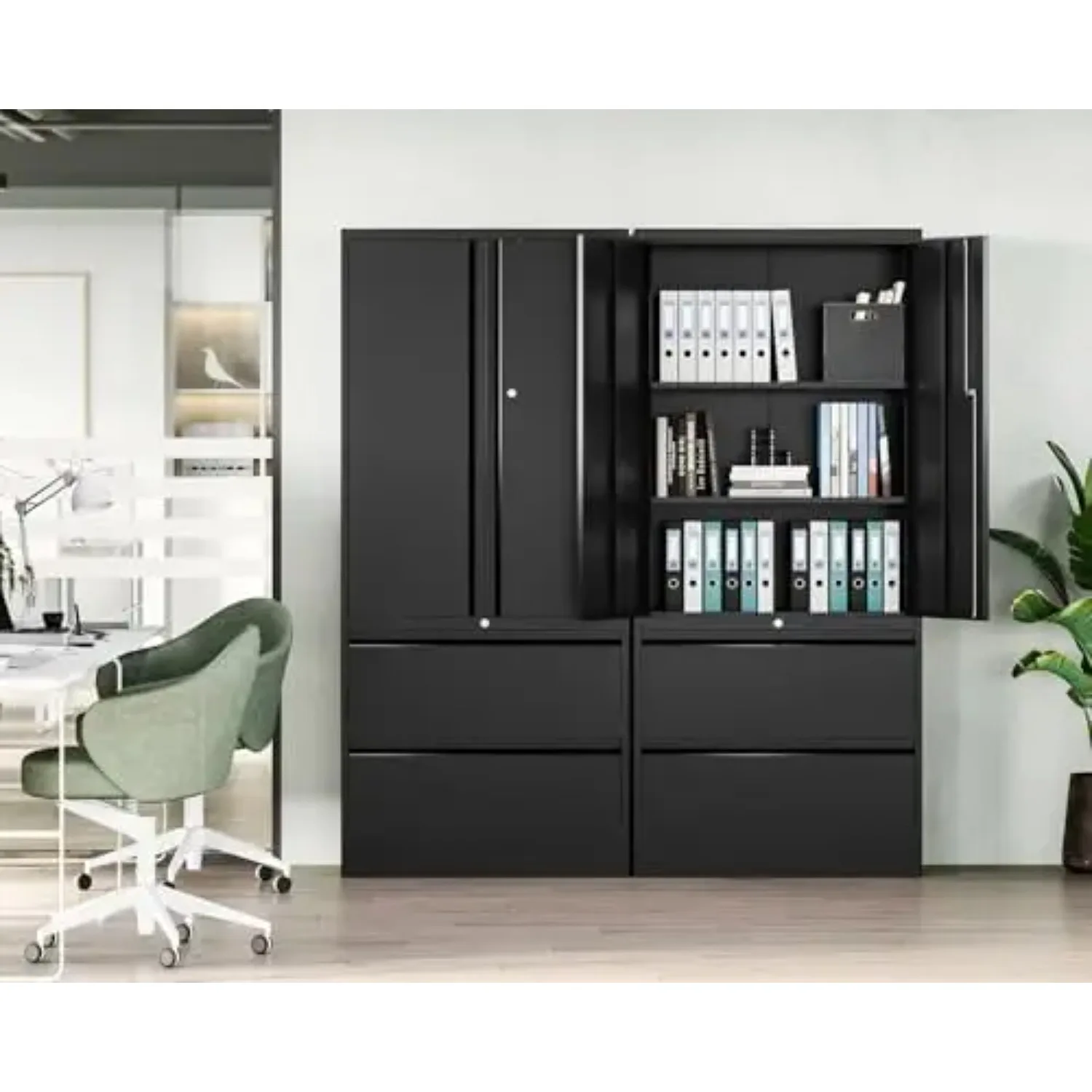 File Cabinet for Home Office, Metal Storage Cabinets with Adjust Shelves and Lock,2 Drawers Filing Cabinets-Hang