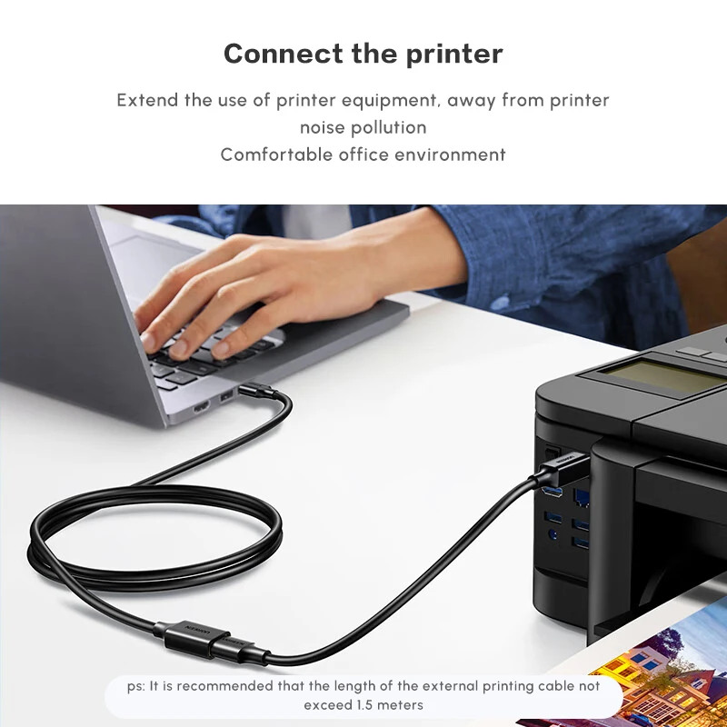 Extensor USB UGREEN, cabo de extensão USB 3.0 macho para fêmea, porta banhada a ouro, transferência de dados de alta velocidade compatível com webcam