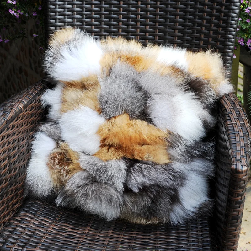 CX-D-33G Home China Factory Wholesale Patchwork Real Fox Fur Pillow Cover