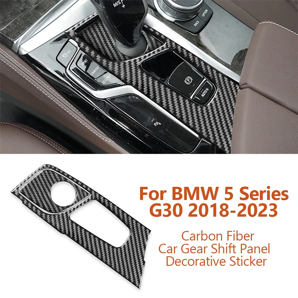 

For BMW 5 Series G30 G38 528li 530li 540li 2018-2023 Carbon Fiber Car Gear Shift Panel Decorative Stickers Auto Accessoriess