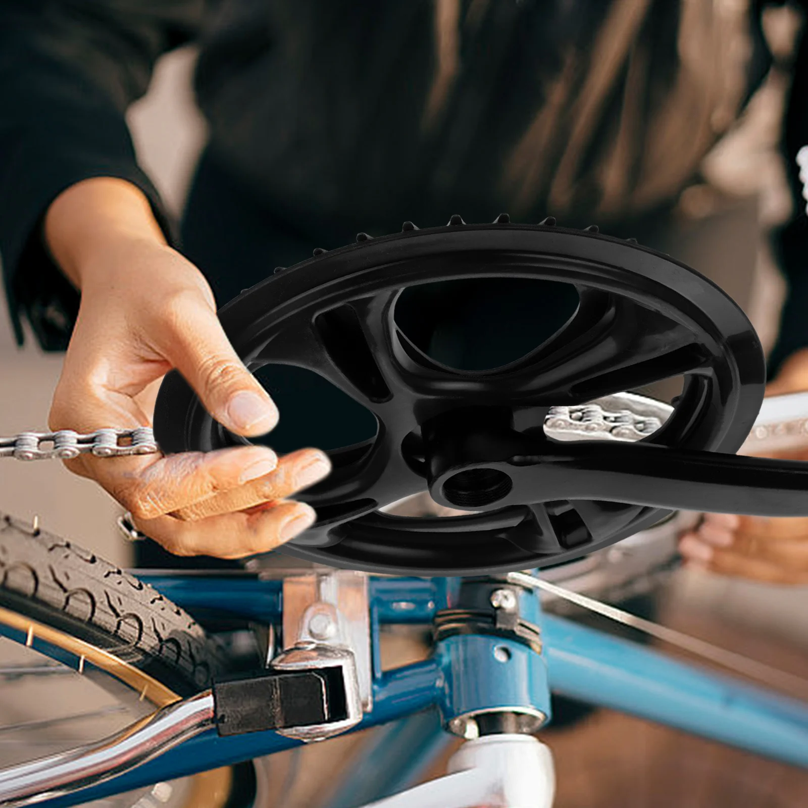 Bicycle Crankset 42 Tooth Single Taper Crankset Durable Smooth Riding for Mountain Road Bikes Bike Crank Arm