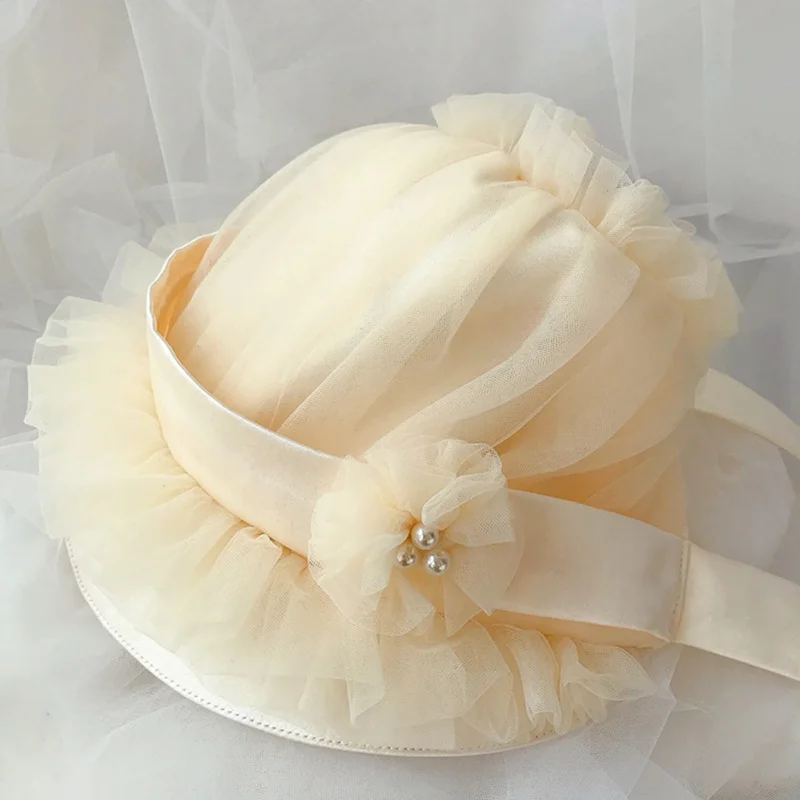 Elegant Bonnet Cap Vintage Lolita Victorian Lace Ruffles Hat Cosplay Accessories