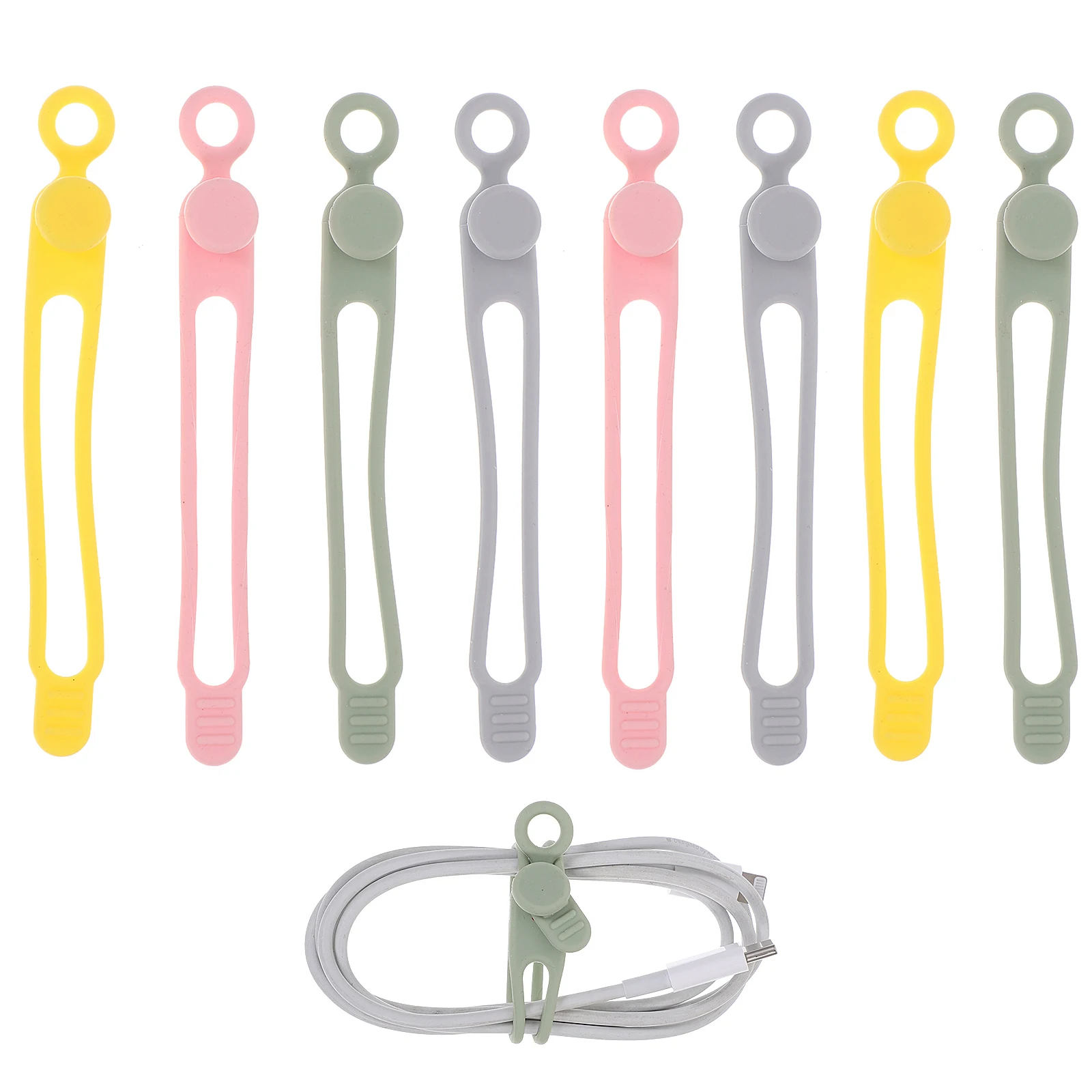 

8 Pcs Cable Ties Silicone Wire Organizer Compact Cord Wraps Reusable Straps Home Office Use Flexible Durables